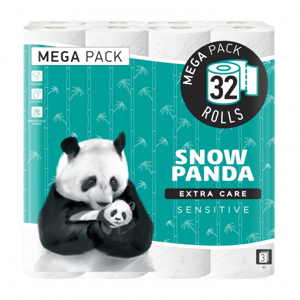 Туалетний папір Сніжна Панда Extra Care Sensitive тришаровий 32 шт.