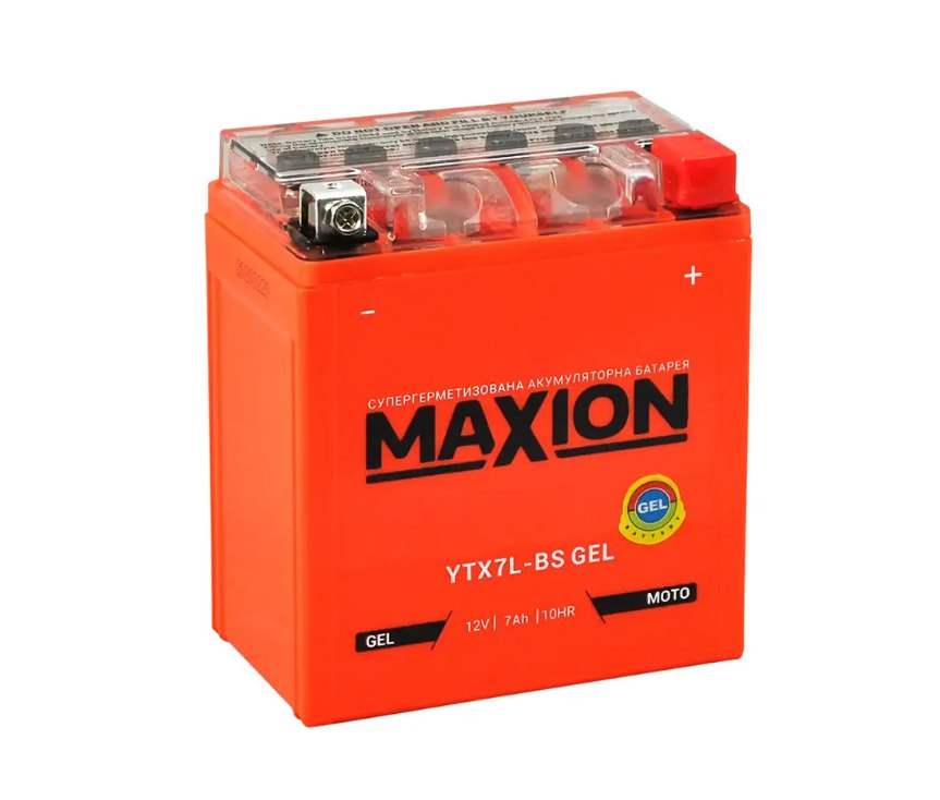 Аккумулятор автомобильный MAXION 7Ah 85A 12V YTX7L-BSGEL «+» справа