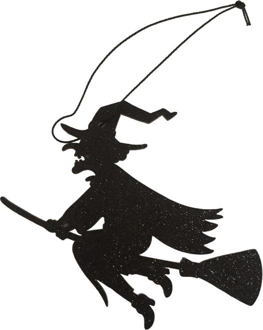 Декорация подвеска Хэллоуин ведьма на метле черный 12 см