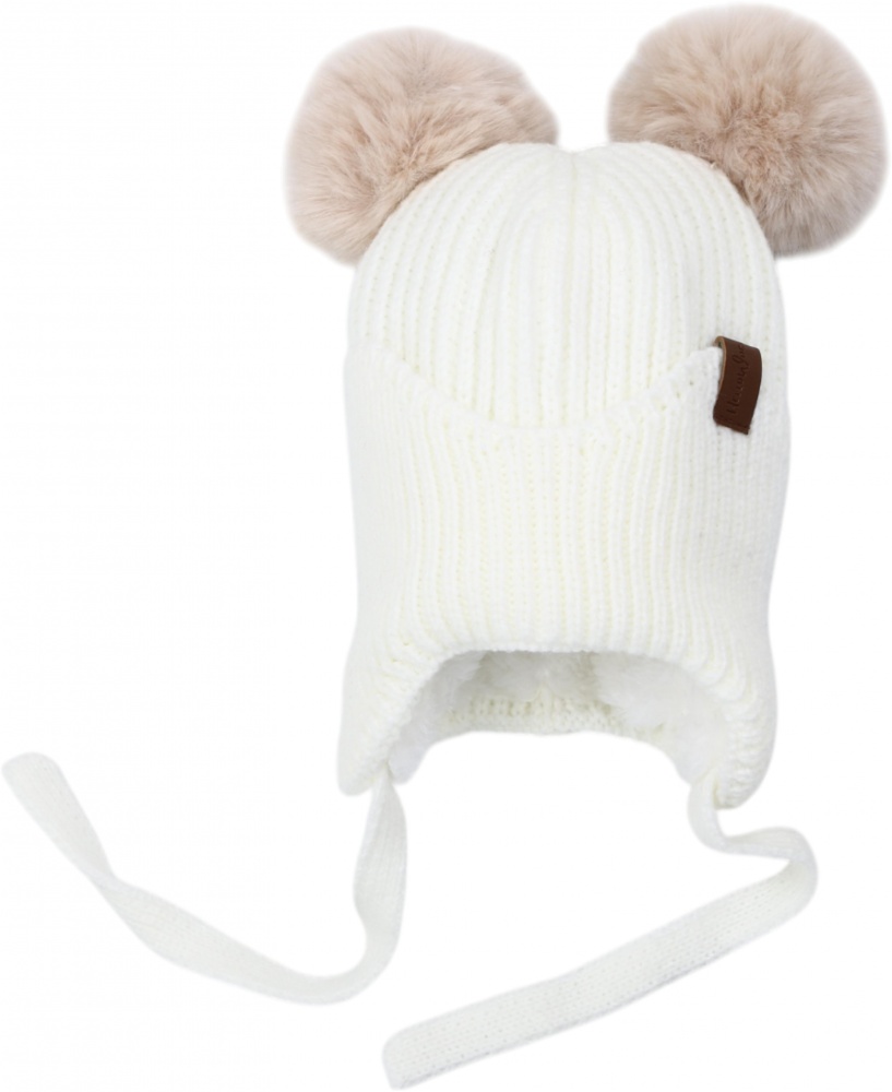 Шапка HW дитяча з мотузочками р.46-48 молочний