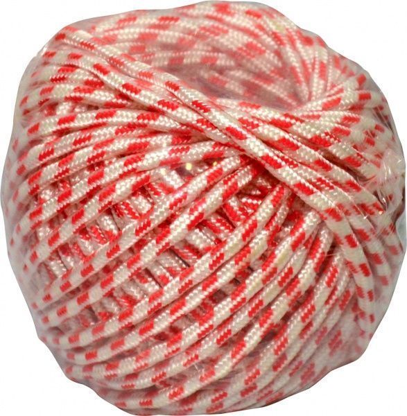 Шнур капроновий 4 мм 20 м білий із червоним 0,1 кг