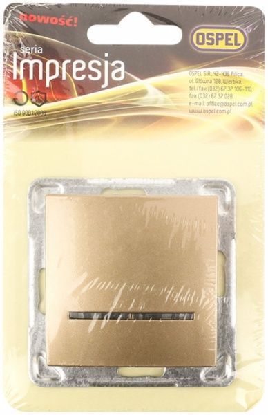 Вимикач одноклавішний Ospel Impresja з підсвіткою 16 А 250В IP20 золотий