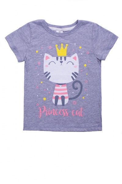 Футболка для дівчаток Luna Kids з принтом Cat р.116 сірий меланж 