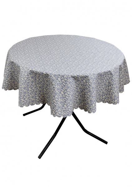 Скатерть водонепроницаемая Simfoni Синий вензель d136 136x136 см Прованс 