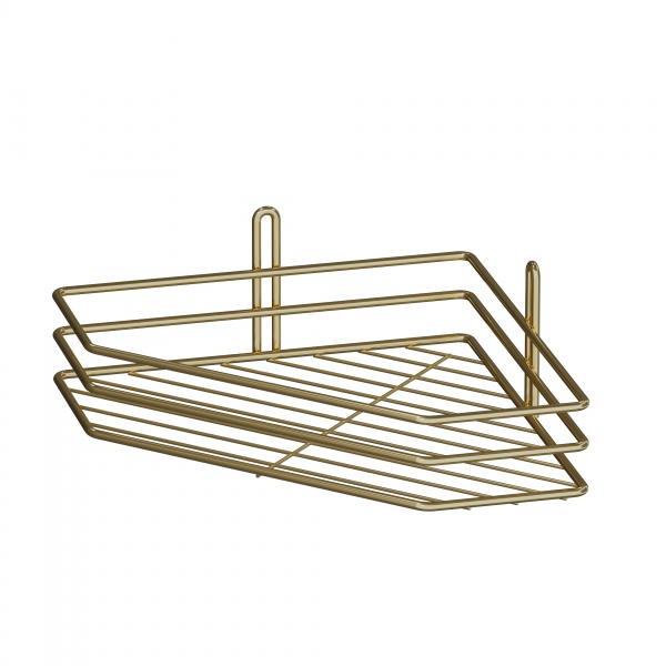 Полка для ванной Украина угловая 25 см 1-ярусная 3-контурная золото 