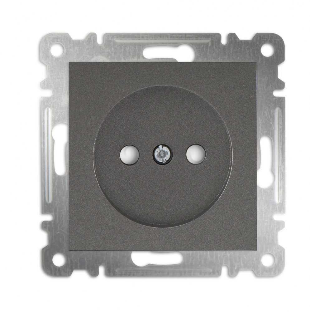 Механізм розетки без заземлення Makel Karea зі шторками IP20 димчастий 57050052