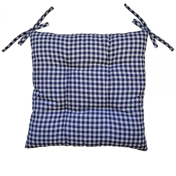 Подушка на стул Синяя клеточка Прованс