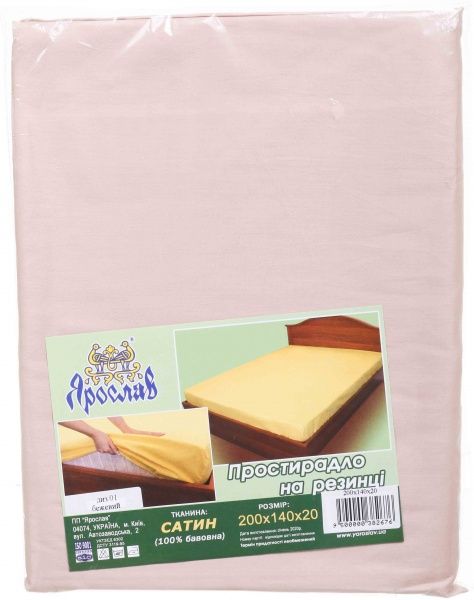 Простынь на резинке Дизайн 1 200x140 см бежевый Ярослав 