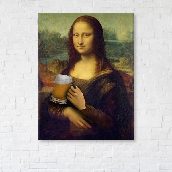Постер Mona Lisa with beer 90x120 см Brushme 