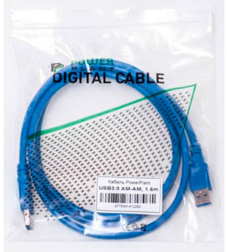 Кабель PowerPlant USB Am – USB Am 1.5 м (KD00AS1228) USB 3.0 AM – AM 