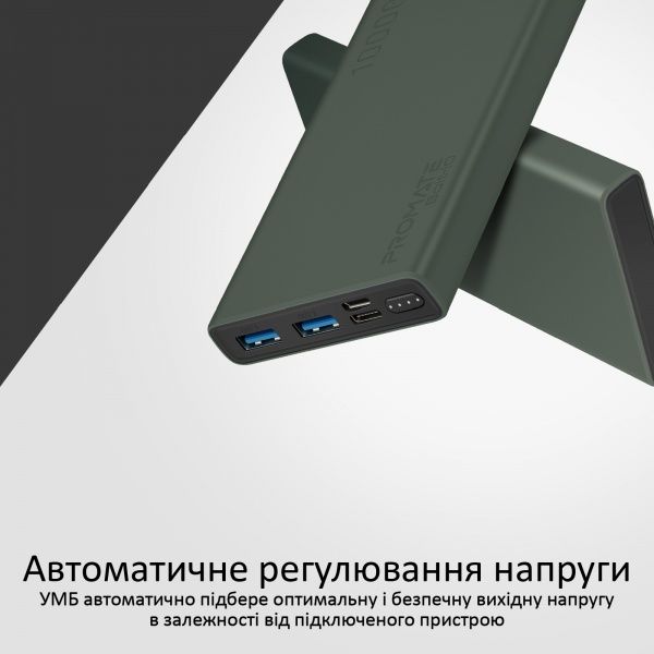 Внешний аккумулятор (Powerbank) Promate Bolt-10 10Вт 2xUSB 10000 mAh green (bolt-10.midnightgreen) 
