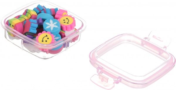 Набор ластиков в коробочке квадрат розовый