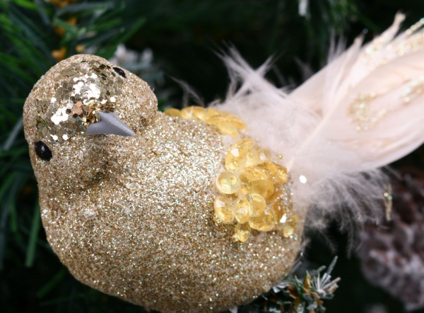 Декоративна новорічна фігура Пташка на кліпсі HC4502080 5х7х23 см 