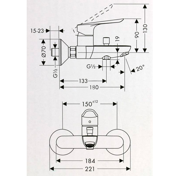 Смеситель для ванны Hansgrohe Logis E 71404000
