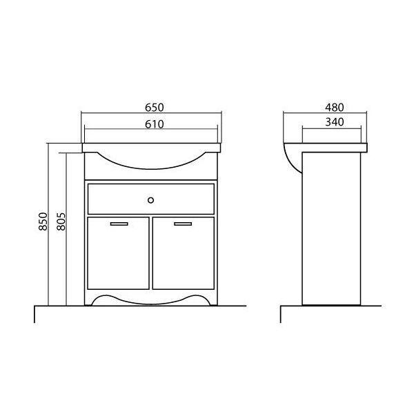 Тумба с умывальником Аква-Родос Классик 65 см 081000-u New Klasik