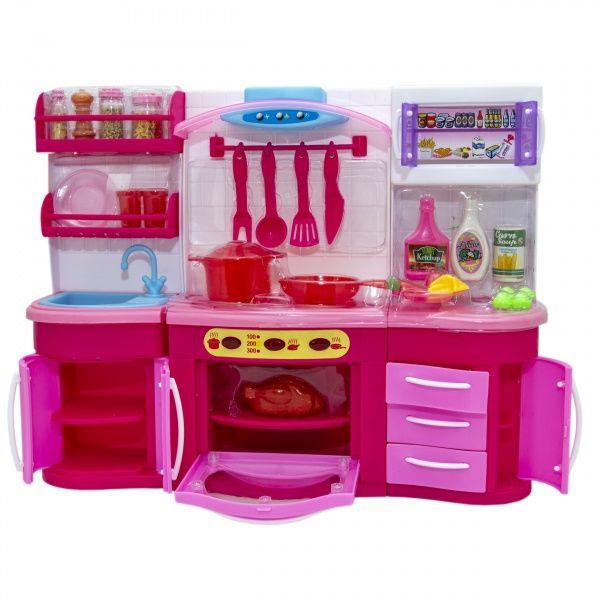 Кукольная кухня Qun Feng Toys Родной дом-1 37x11.5x28.5 см Розовая 2801S