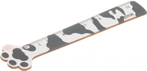 Линейка Лапки котенка черно-белый 14 см