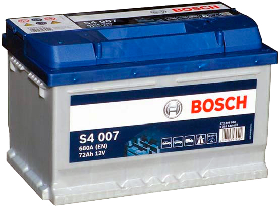 Аккумулятор автомобильный Bosch S4 007 72А 12 B «+» справа