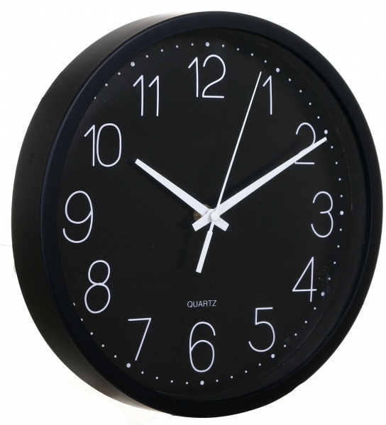Часы настенные 25 см 562 черная рамка с белым циферблатом