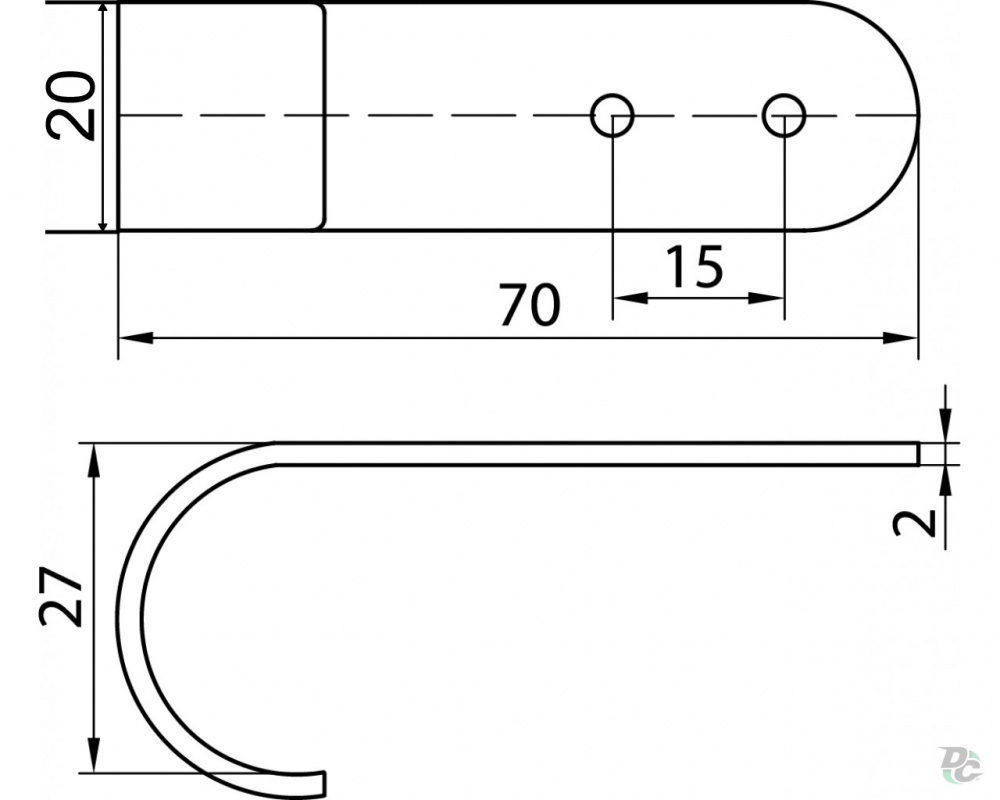 Крепление трубы DC d25 мм R-22 вертикальное