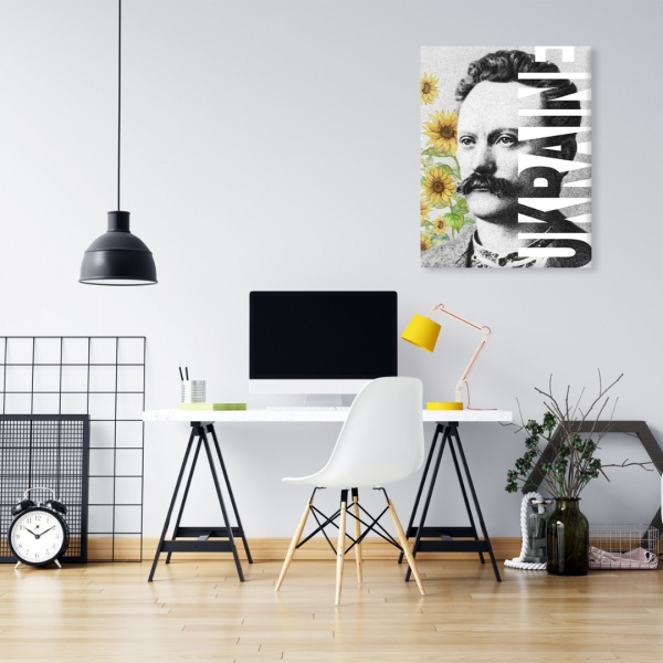 Постер Іван Франко with Ukraine 90x120 см Brushme 