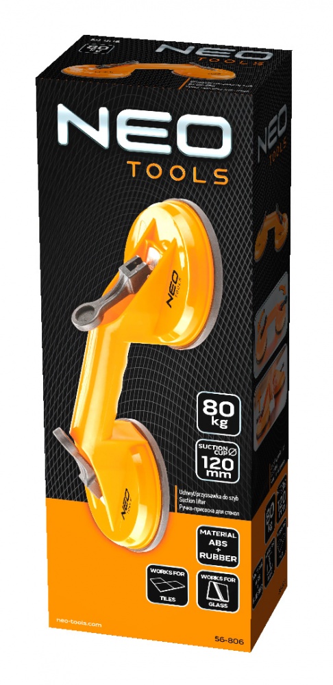 Присоска для скла NEO tools подвійна 80 кг 56-806