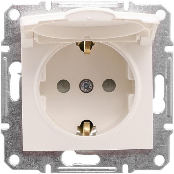 Розетка с заземлением Schneider Electric Sedna 16 А 250 В со шторками с крышкой кремовый