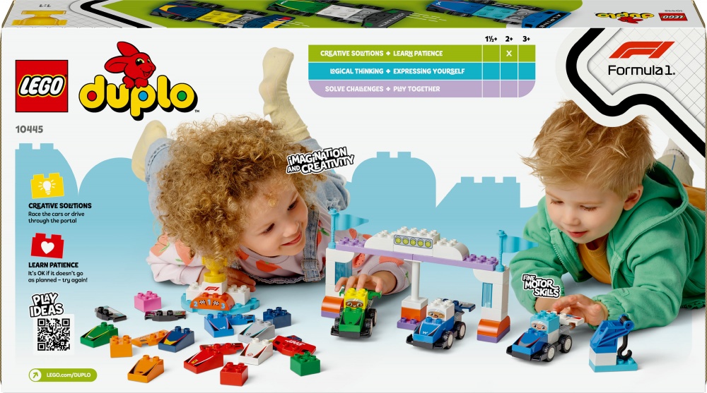 Конструктор LEGO DUPLO Автомобили для гонки и пилоты команд Формулы-1 10445