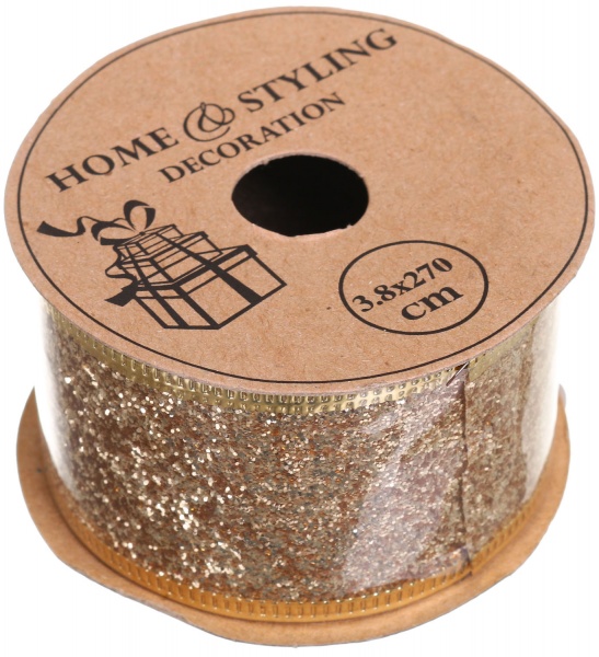 Стрічка декоративна з блискітками рожева 38х2700 мм ANM800710 