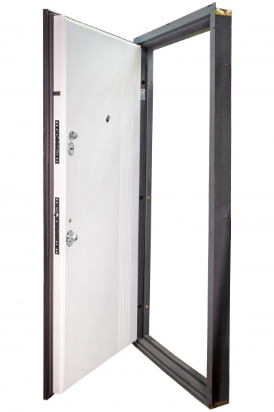 Дверь входная Булат Статус 245 графит матовый / белый супермат 2050x850 мм левая