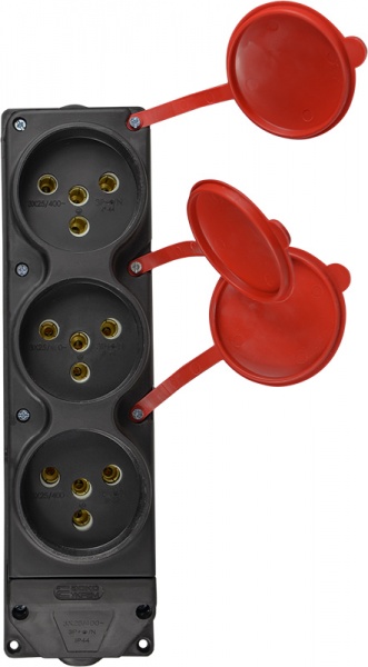 Колодка каучуковая АСКОУКРЕМ 3Р+РЕ с заземлением 3 гн. черный A0250010015 