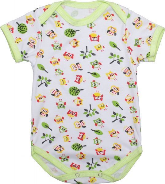 Боді дитяче Domtex Совенята р.74 білий із салатовим 155706 