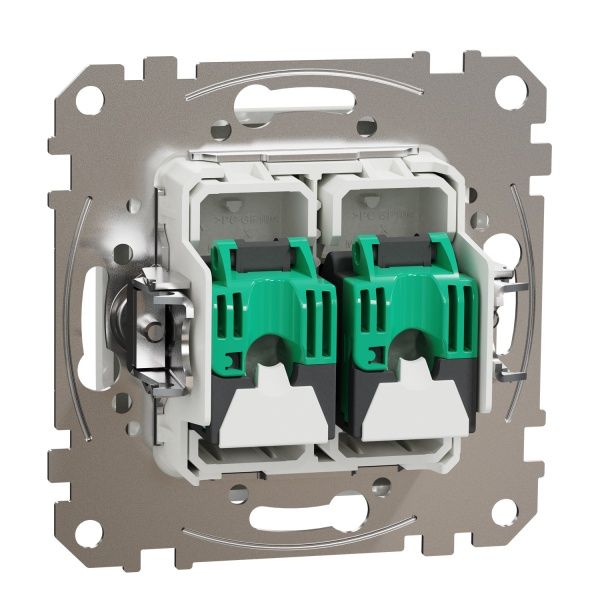 Розетка компьютерная двойная без заземления Schneider Electric Sedna Design RJ45 категория 5E UTP белый SDD111452