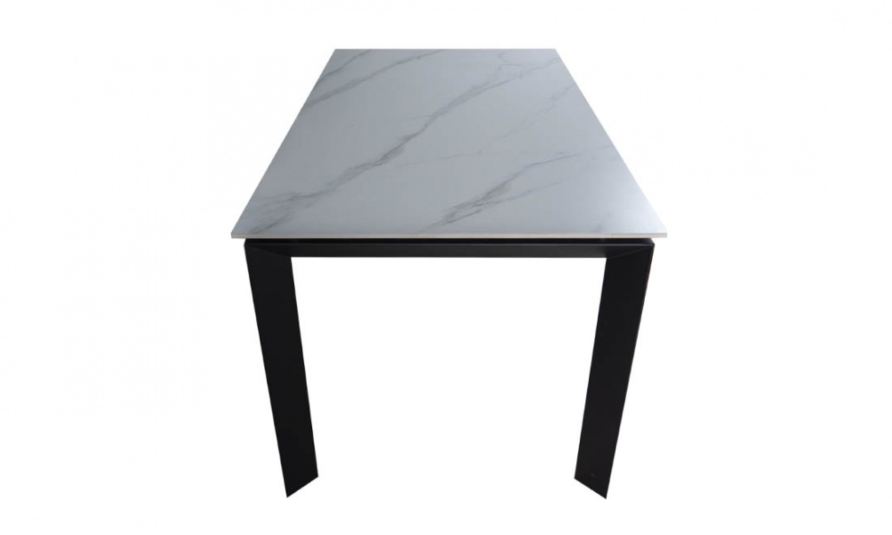 Стол обеденный Ларс 1200(1700)x800x750мм белый матовый/черный