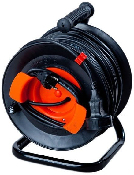 Удлинитель на катушке Леміра с заземлением 1 гн. черный с красным 25 м У16-03-01 3х1,5