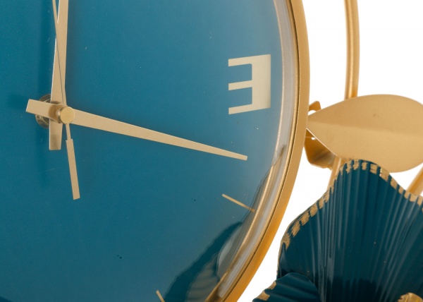 Часы настенные металлический 100х53 см бирюзовый с золотым