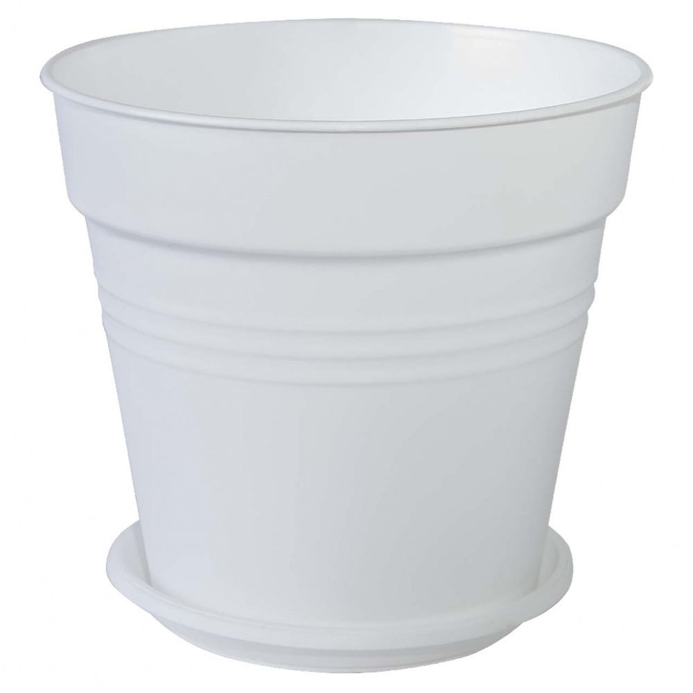 Вазон пластиковий Глорія з підставкою 11х10,2 см круглий білий 0,6 л Алеана