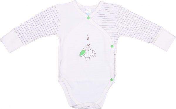 Боди детское унисекс Baby Veres Funy sparrows strip косая застежка р.62 молочный 