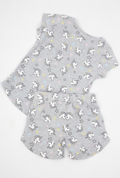 Костюм для дівчаток Luna Kids Unikorn р.134-140 світло-сірий із принтом 0033/12013 