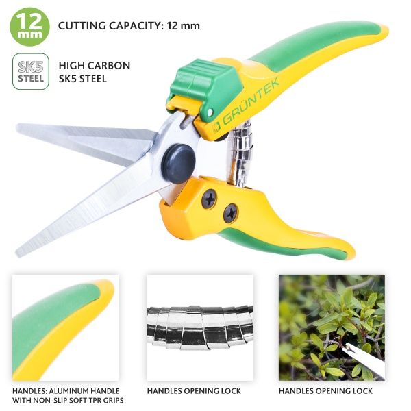 Секатор Gruntek Colibri Long 195 мм d12 мм 