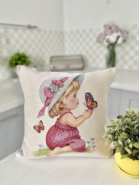 Подушка декоративна KISS728 45x45 см бежевий із принтом Limaso 