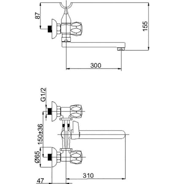 Смеситель для ванны Rubineta Milano M1CK06