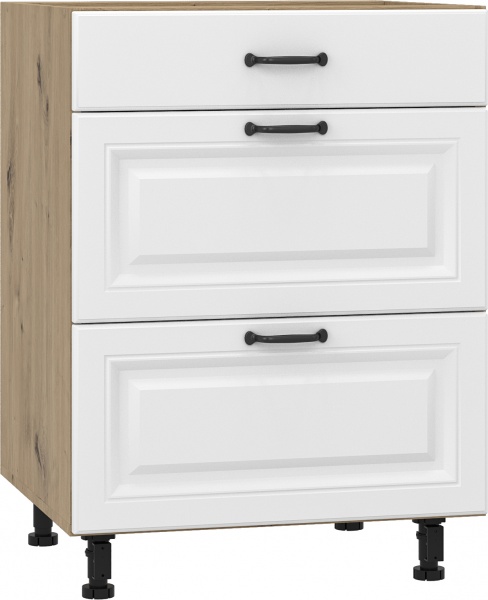 Тумба нижня МС Глорія Q-25 Ня-3 (2+1) 60х82х54 см білий/дуб артізан Грейд