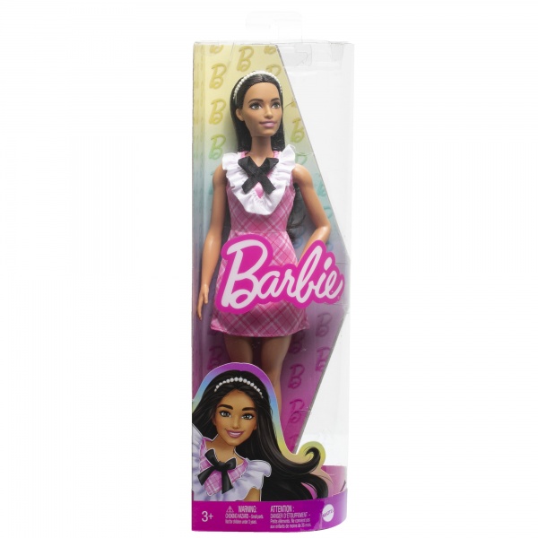 Лялька Barbie Модниця в рожевій сукні з жабо HJT06
