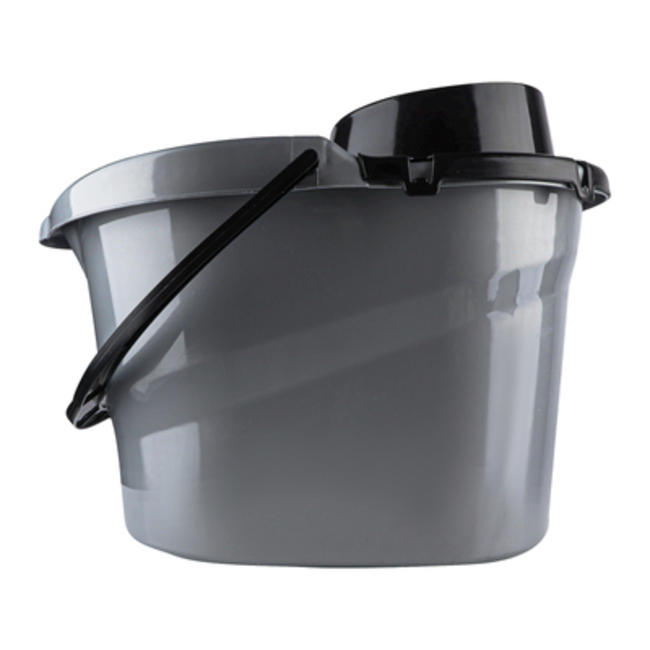 Ведро обычное Fino с отжимом 14 л серый металлик