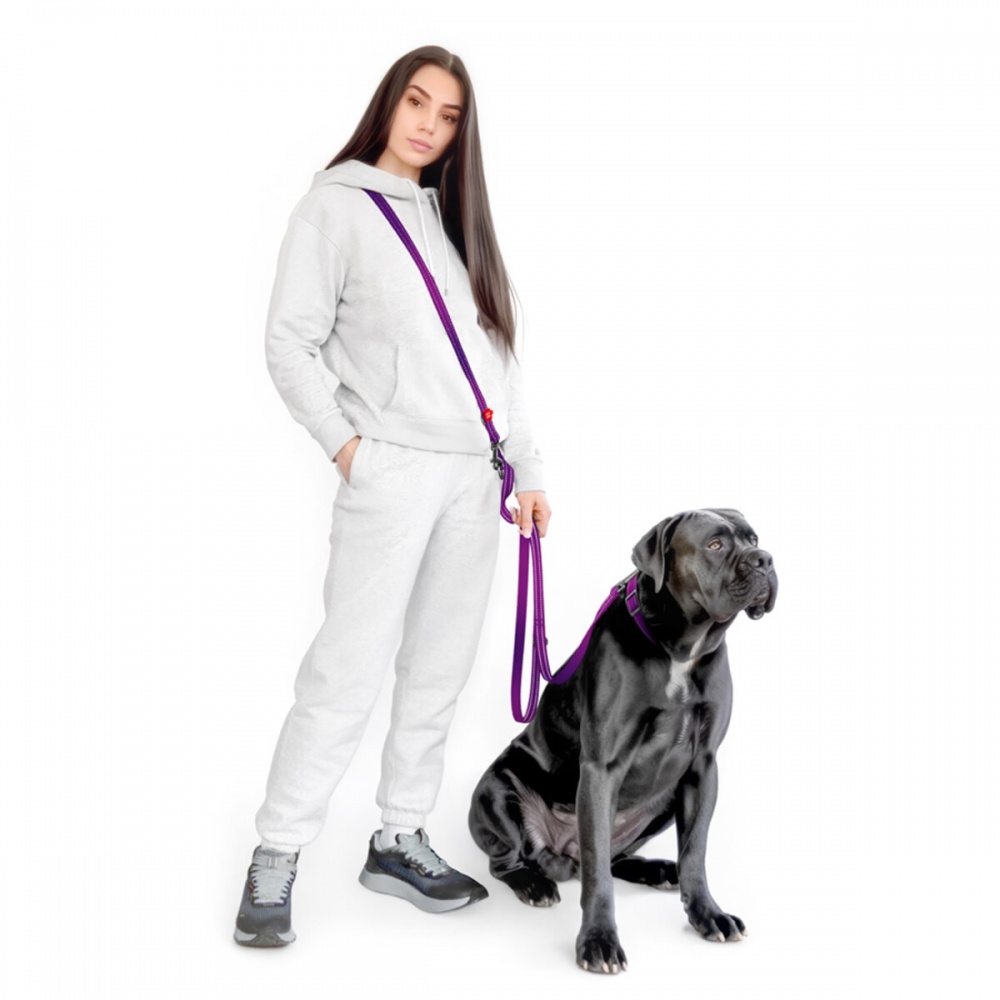 Повідець-перестібка Waudog Nylon Mono світловідбивний М Ш20 мм Д300 см фіолетовий