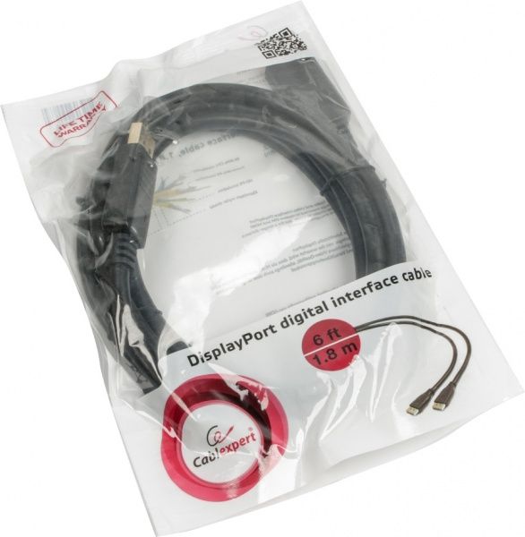 Кабель Cablexpert DisplayPort/DisplayPort 1,8 м черный (CC-DP2-6) DisplayPort v1.2 цифровой интерфейс 