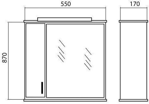 Зеркало со шкафчиком Aqua Rodos Ассоль 55 L 
