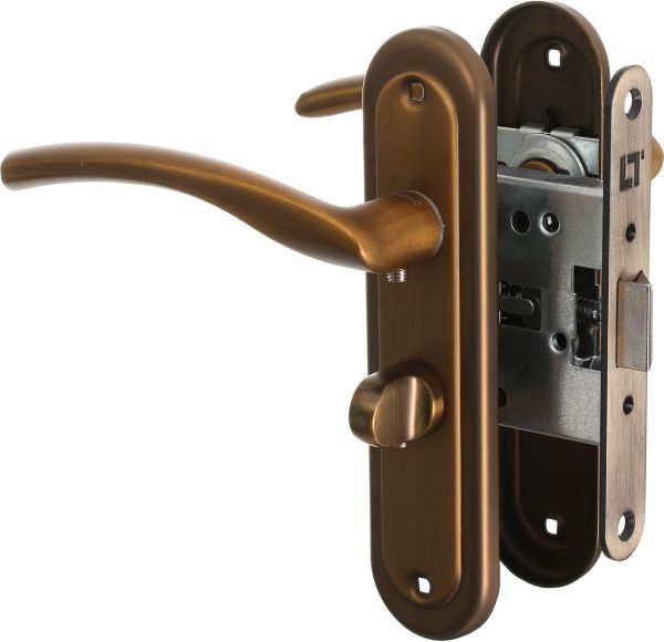 Замок врізний з ручками Blazer санвузловий MACC WC 47,5 мм матова бронза