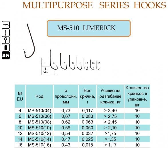 Крючок Flying Fish №12 20 г 10 шт. MS-510(12)